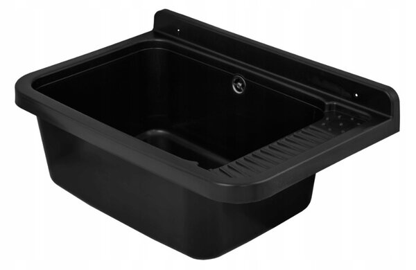 Gamma Erga Celia, chiuveta universala din plastic 58,4x38x26 cm + sifon, 1 camera, negru, GMA-KGC60-BK