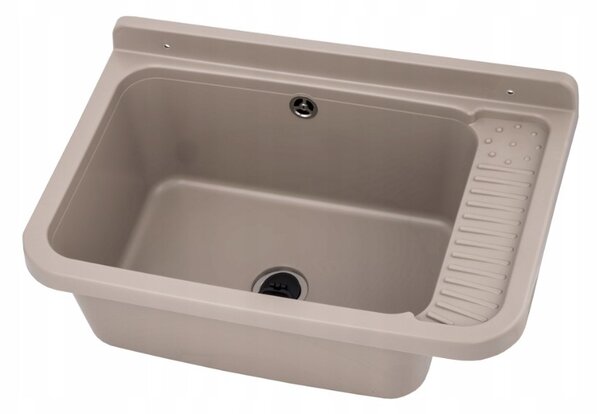 Gamma Erga Celia, chiuveta universala din plastic 58,4x38x26 cm + sifon, 1 camera, bej, GMA-KGC60-B