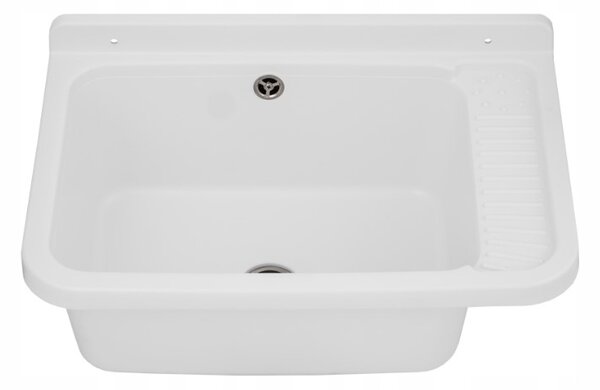 Gamma Erga Celia, chiuveta universala din plastic 58,4x38x26 cm + sifon, 1 camera, alb, GMA-KGC60-WH