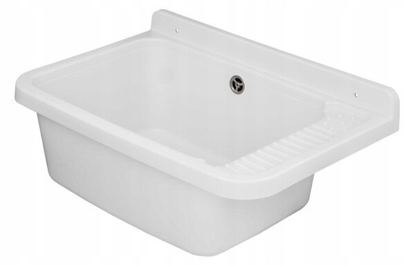 Gamma Erga Celia, chiuveta universala din plastic 58,4x38x26 cm + sifon, 1 camera, alb, GMA-KGC60-WH