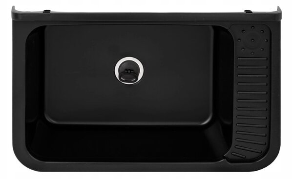 Gamma Erga Celia, chiuveta universala din plastic 58,4x38x26 cm + sifon, 1 camera, negru, GMA-KGC60-BK