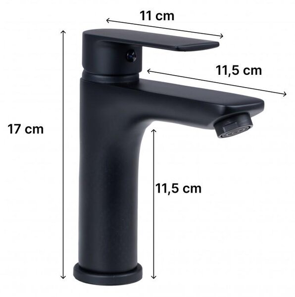 Erga Elena, baterie chiuveta h-170, negru mat, ERG-YKA-BU.ELENA24-BLK