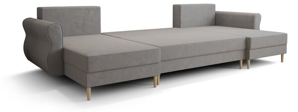Coltar extensibil in forma de U SILVIANO, gri, 300x140 cm + 2 perne GRATUIT