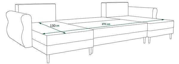 Coltar extensibil in forma de U SILVIANO, gri, 300x140 cm + 2 perne GRATUIT