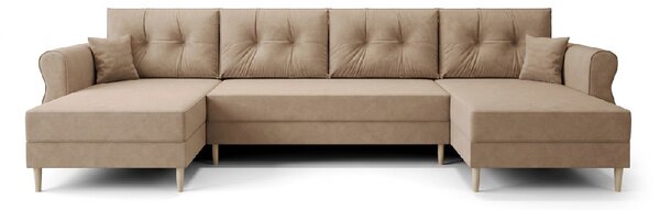 Coltar extensibil in forma de U SILVIANO, bej, 300x140 cm + 2 perne GRATUIT