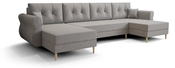 Coltar extensibil in forma de U SILVIANO, gri, 300x140 cm + 2 perne GRATUIT