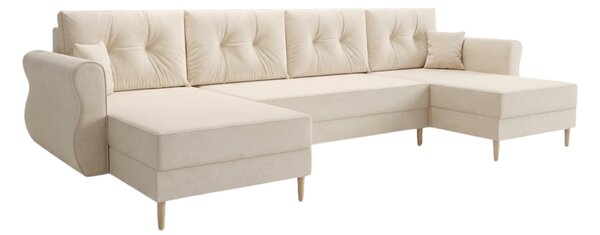 Coltar extensibil in forma de U SILVIANO, crem, 300x140 cm + 2 perne GRATUIT