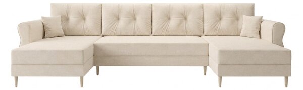 Coltar extensibil in forma de U SILVIANO, crem, 300x140 cm + 2 perne GRATUIT