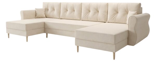 Coltar extensibil in forma de U SILVIANO, crem, 300x140 cm + 2 perne GRATUIT