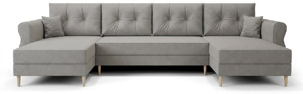 Coltar extensibil in forma de U SILVIANO, gri, 300x140 cm + 2 perne GRATUIT