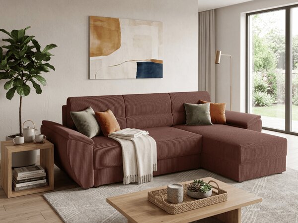Coltar extensibil de colt TAVERO, roz inchis, reversibil, 251x140 cm