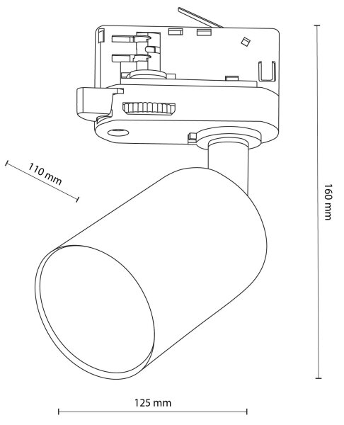 Spot pentru sistem de șină trifazic TOP 1xGU10/10W/230V negru