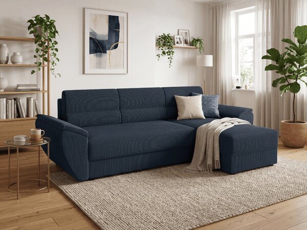 Coltar extensibil de colt TAVERO, albastru inchis, reversibil, 251x140 cm