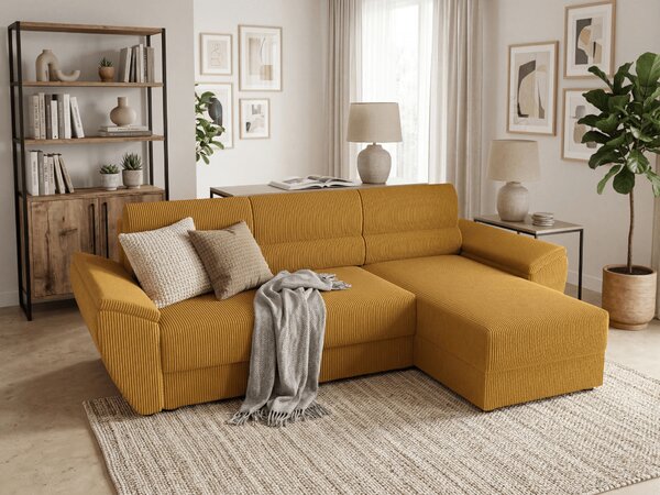 Coltar extensibil de colt TAVERO, mustar, reversibil, 251x140 cm