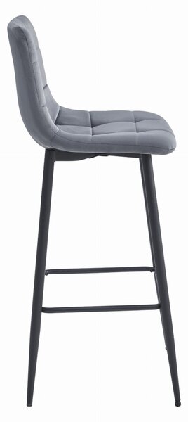 Scaun de bar ARCETO VELVET cu picioare negre, gri inchis
