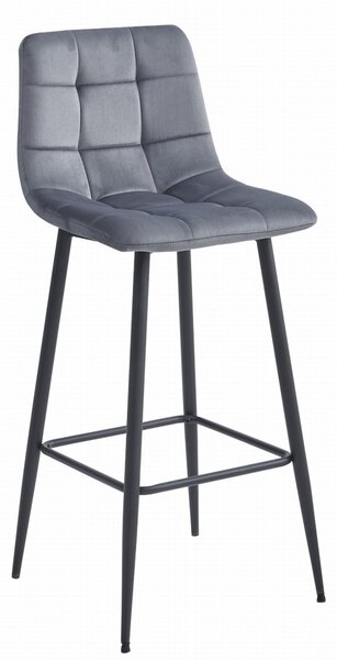 Scaun de bar ARCETO VELVET cu picioare negre, gri inchis