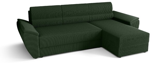 Coltar extensibil de colt TAVERO, verde inchis, reversibil, 251x140 cm