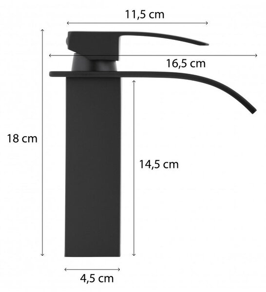 Erga Niagara, baterie chiuveta h-180, negru mat, ERG-YKA-BU.NIAGARA 24-BLK