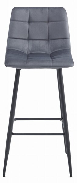 Scaun de bar ARCETO VELVET cu picioare negre, gri inchis