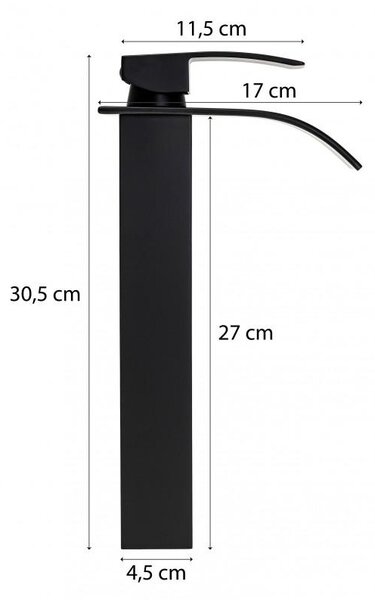 Erga Niagara, baterie chiuveta inalta h-310, negru mat, ERG-YKA-BU.NIAGARA 36-BLK