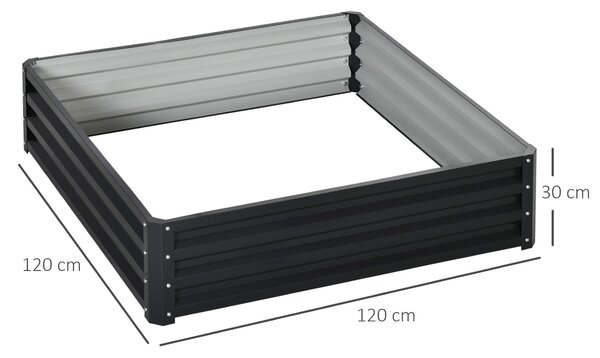 Outsunny Jardiniera Pat de Gradina Inaltat Galvanizat Cadru din Otel pentru Legume Flori Plante Aromatice 120X120X30cm | Aosom Romania