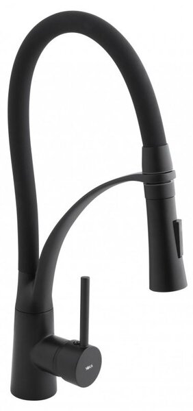Erga Zefir, baterie chiuveta inalta cu brat elastic h-430, negru mat, ERG-YKA-BZ.ZEFIR-BLK
