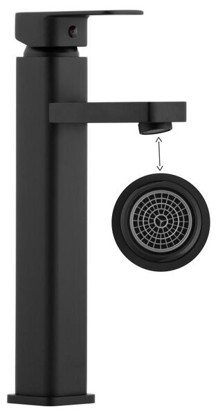 Erga Seto, baterie chiuveta inalta h-280, negru mat, ERG-YKA-BU.SETO-36-BLK