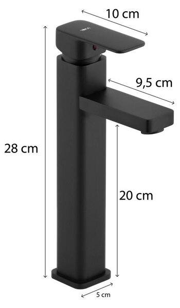 Erga Seto, baterie chiuveta inalta h-280, negru mat, ERG-YKA-BU.SETO-36-BLK