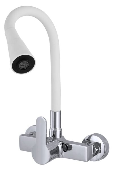 Gamma Flex 3000, baterie pentru chiuvetă cu braț flexibil, alb-crom, GMA-BFXS-3000WH