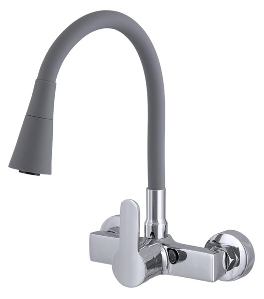 Gamma Flex 3000, baterie pentru chiuvetă cu braț flexibil, gri-crom, GMA-BFXS-3000G