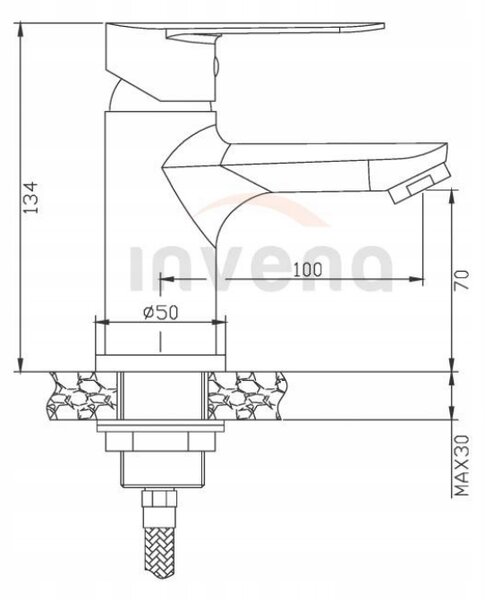 Invena Esla, baterie chiuveta, crom, INV-BU-94-001-V