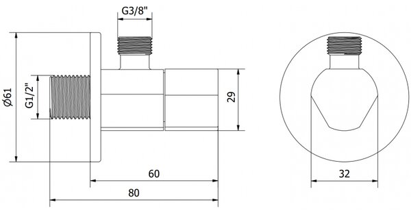 Mexen T, supapă de colț pentru robinet 1/2"x3/8", alb, 79973-20