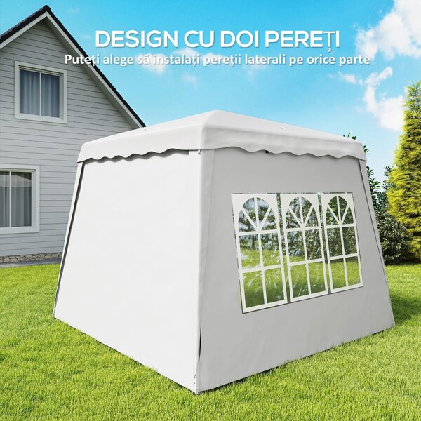 Outsunny Pavilion Pliabil UV50+ cu 2 Părți Laterale Stâlpi Oblici Geantă Transport | Aosom Romania