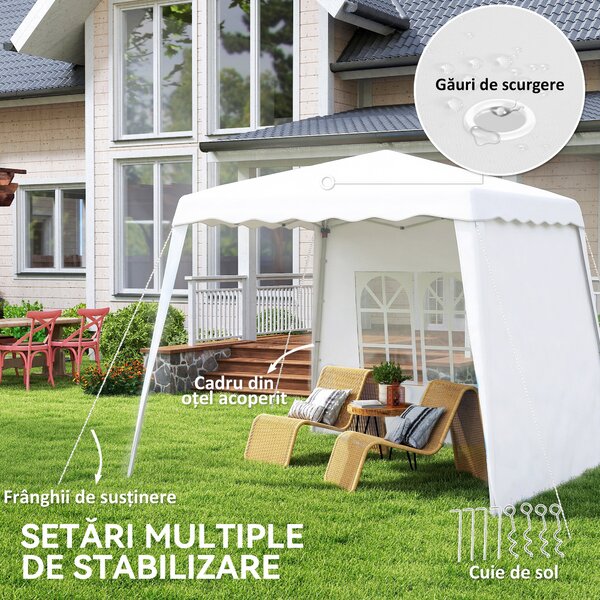 Outsunny Pavilion Pliabil UV50+ cu 2 Părți Laterale Stâlpi Oblici Geantă Transport | Aosom Romania