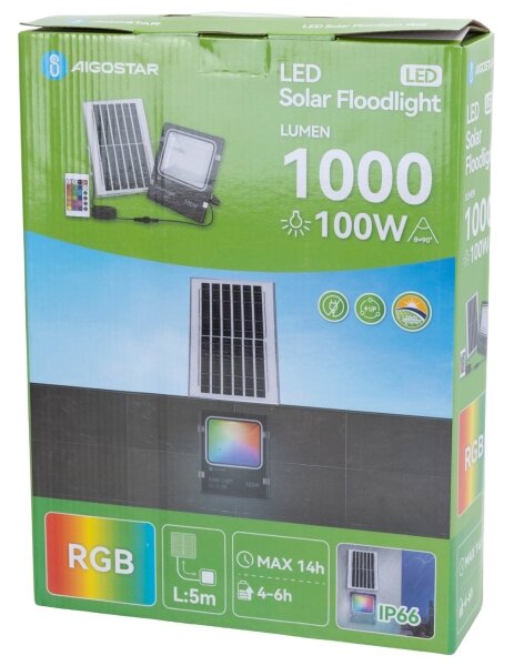 Proiector LED RGB solar dimabil Aigostar LED/10W/3,2V IP66 + telecomandă