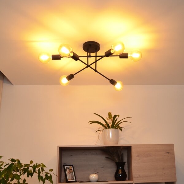 LED Lustră aplicată CAMBRIDGE 6xE27/8W/230V neagră