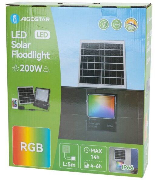 Proiector LED RGB solar dimabil Aigostar LED/200W/3,2V IP66 + telecomandă