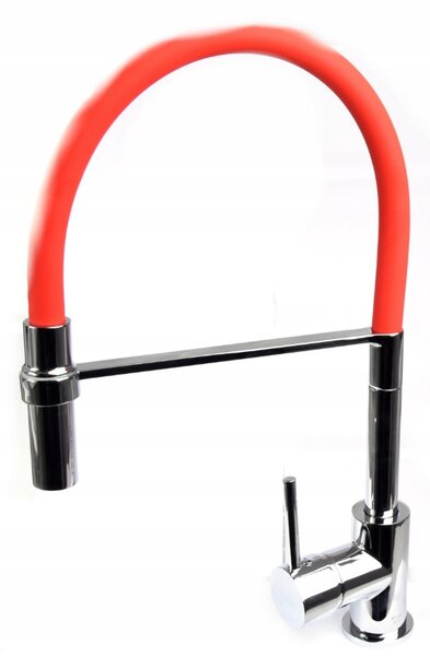 Invena Chameleon, robinet pentru chiuvetă de sine stătător, roșu-crom, BZ-29-L07-C