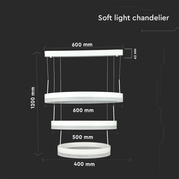Lustră LED dimabilă pe cablu LED/86W/230V 3000K alb