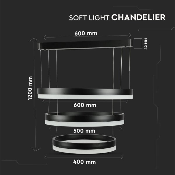 Lustră LED dimabilă pe cablu LED/86W/230V 3000K negru