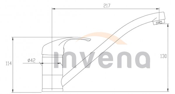 Invena Mitris, baterie pentru chiuveta joasa cu brat pivotant, negru mat, INV-BZ-79-004-A