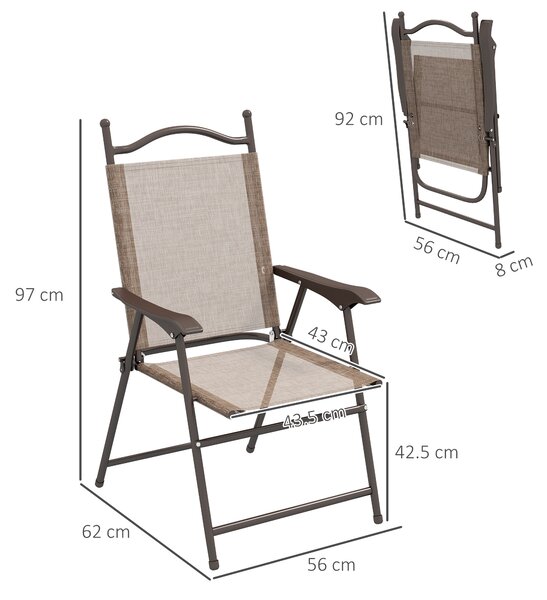 Outsunny Set de 2 scaune pliabile, Scaune pentru gradina cu cotiera, sezut cu tesatura din plasa care permite trecerea aerului | Aosom Romania