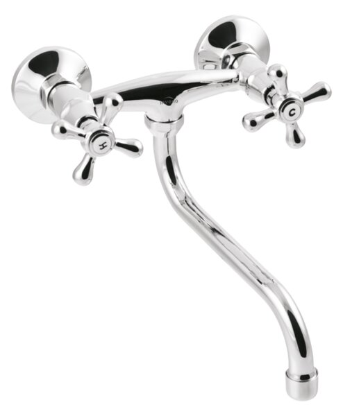 Invena Roma, baterie chiuveta cu gura prelungita 250mm tip S, crom, INV-BC-22-00S-L