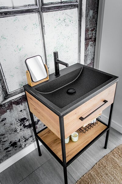 Laveo Albano, chiuveta granit 600x440x122 mm, negru, LAV-VGA1710T