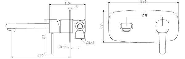 Invena Trend, robinet de chiuvetă ascuns, cupru mat, INV-BP-02-U14-V