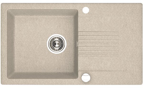 Laveo Celia, chiuveta granit cu 1 camera 760x440x185 mm cu scurgere lunga, bej, LAV-SBC_411T