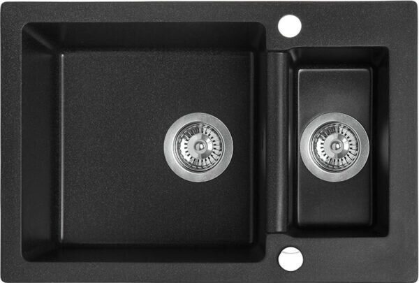 Laveo Celia, chiuveta granit cu 1,5 camere 650x440x195 mm, negru, LAV-SBC_730T