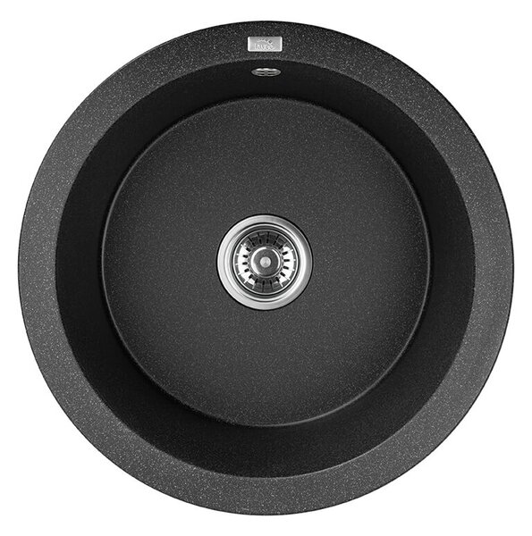 Laveo Dafne, chiuvetă granit cu 1 cameră 510x510x205 mm, negru, LAV-SBD_788Y