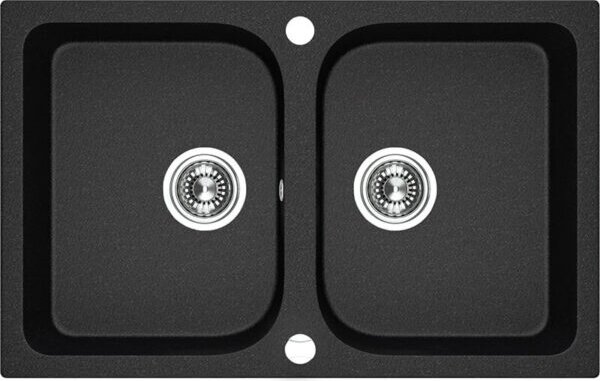Laveo Celia, chiuveta granit cu 2 camere 760x480x184 mm, negru, LAV-SBC_720T