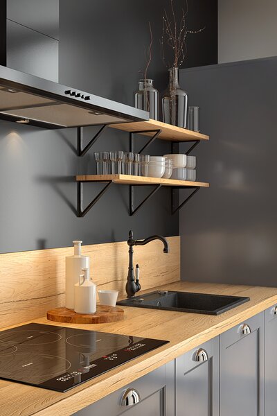 Laveo Trzynastka, chiuvetă granit cu 1 cameră 440x440x173 mm, pete negre, LAV-SBP_710T